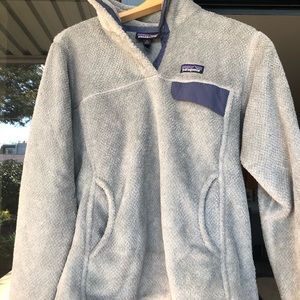 Fluffy Grey Patagonia Button-Up Turtle Neck